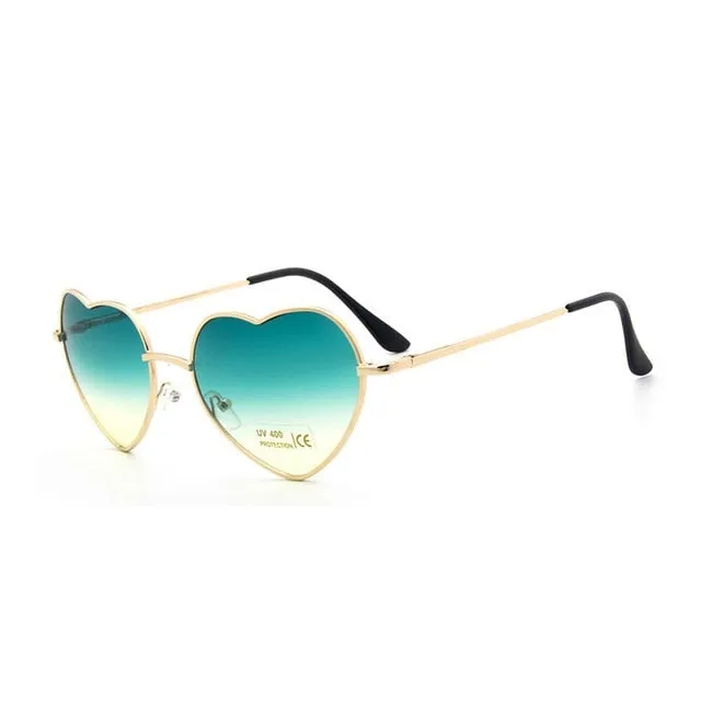 Heart Shaped Metal Clear Lens Retro Sunglasses