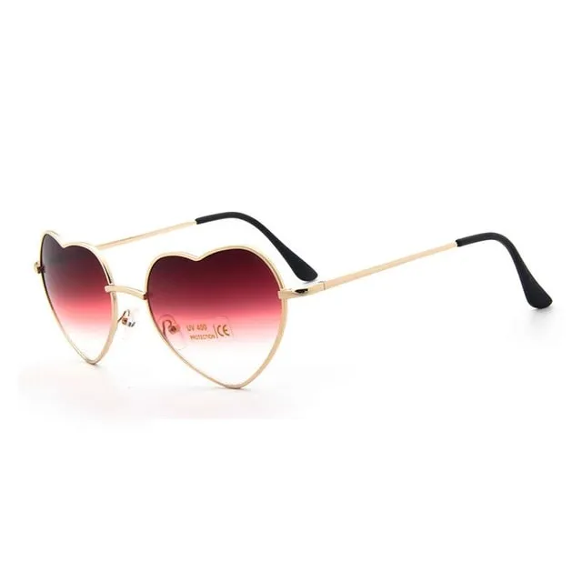 Heart Shaped Metal Clear Lens Retro Sunglasses
