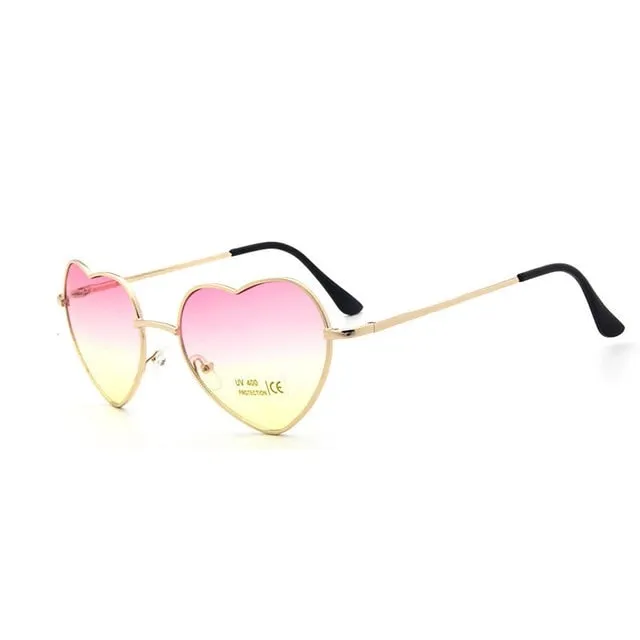Heart Shaped Metal Clear Lens Retro Sunglasses