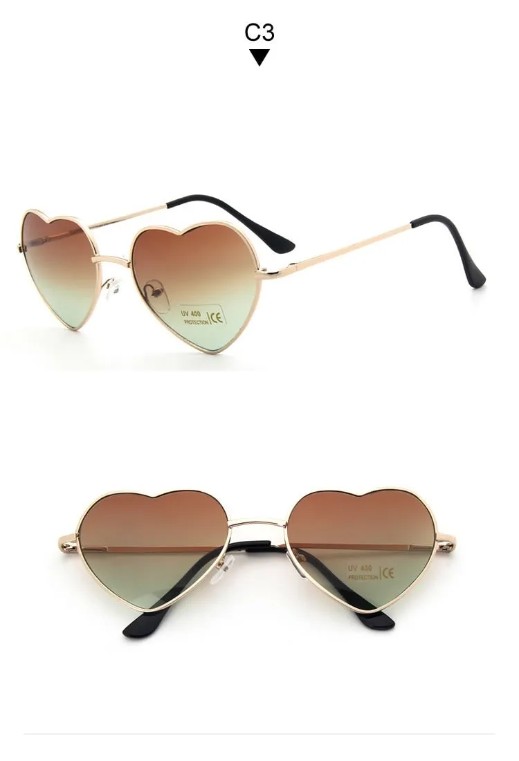 Heart Shaped Metal Clear Lens Retro Sunglasses