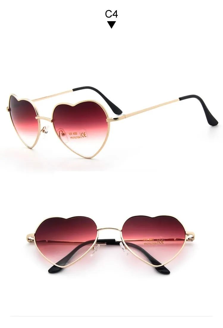 Heart Shaped Metal Clear Lens Retro Sunglasses