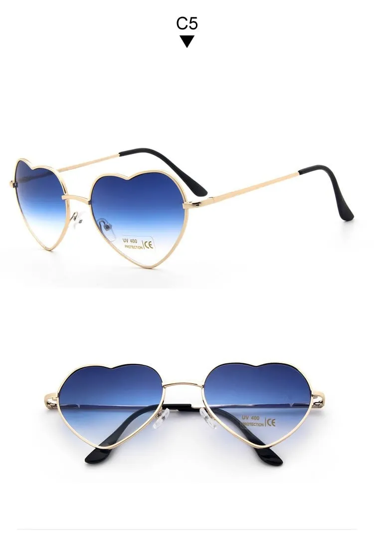 Heart Shaped Metal Clear Lens Retro Sunglasses