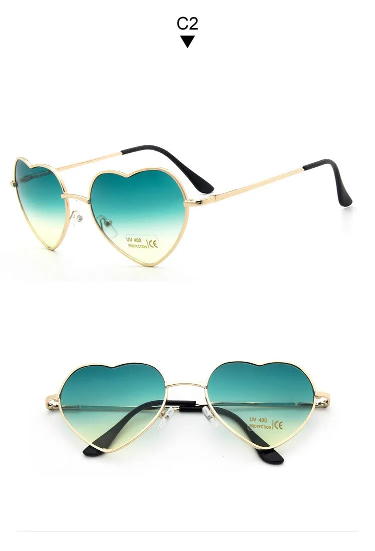 Heart Shaped Metal Clear Lens Retro Sunglasses