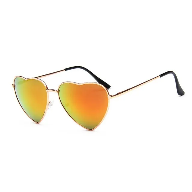 Heart Shaped Vintage Mirror Lens Retro Sunglasses