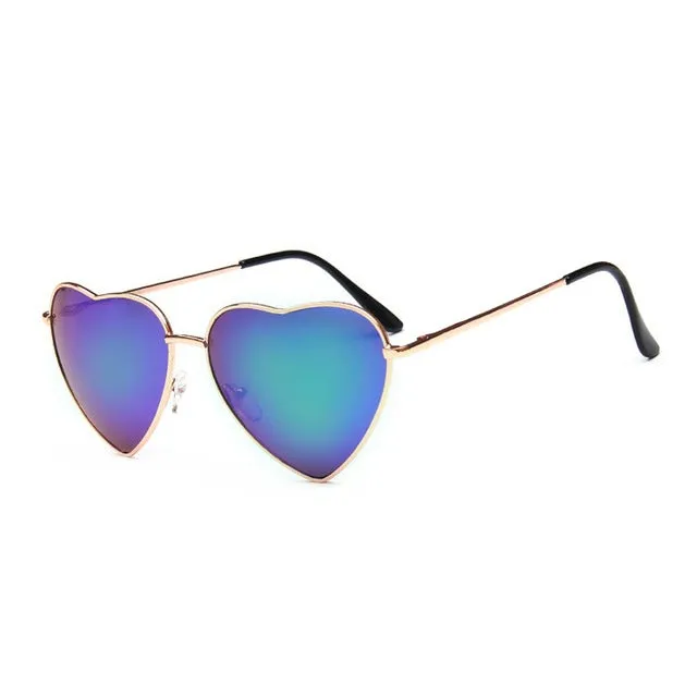 Heart Shaped Vintage Mirror Lens Retro Sunglasses