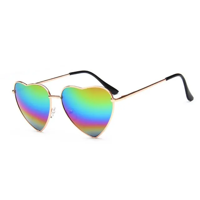Heart Shaped Vintage Mirror Lens Retro Sunglasses