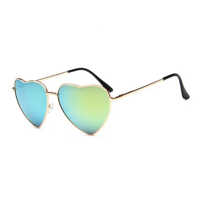 Heart Shaped Vintage Mirror Lens Retro Sunglasses