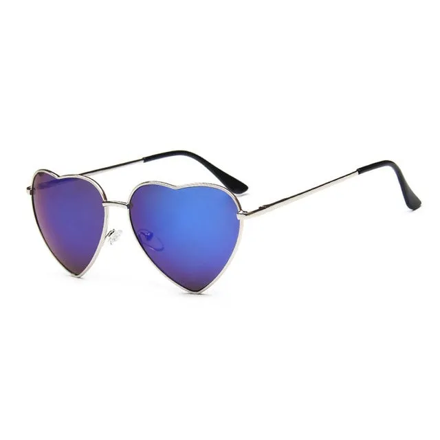 Heart Shaped Vintage Mirror Lens Retro Sunglasses