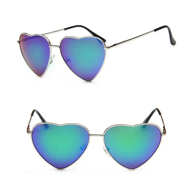 Heart Shaped Vintage Mirror Lens Retro Sunglasses