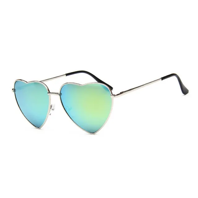 Heart Shaped Vintage Mirror Lens Retro Sunglasses