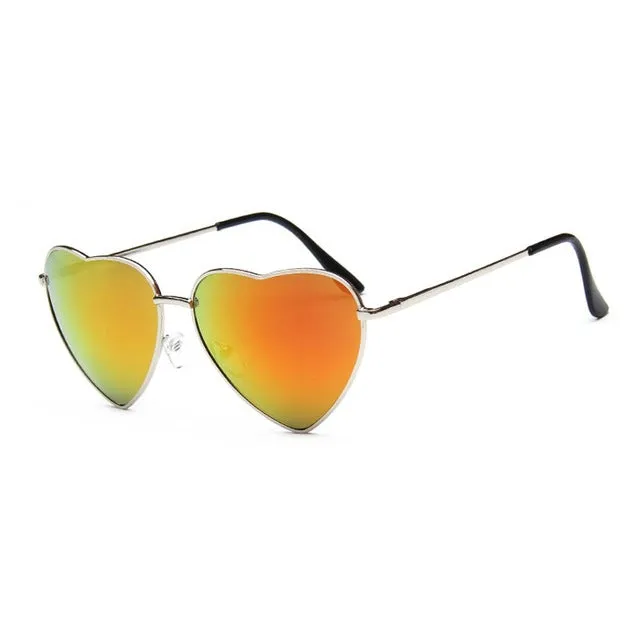 Heart Shaped Vintage Mirror Lens Retro Sunglasses