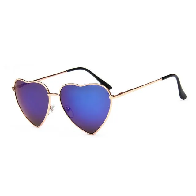 Heart Shaped Vintage Mirror Lens Retro Sunglasses
