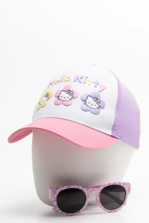 Hello Kitty Peak Cap And Sunglasses Set White