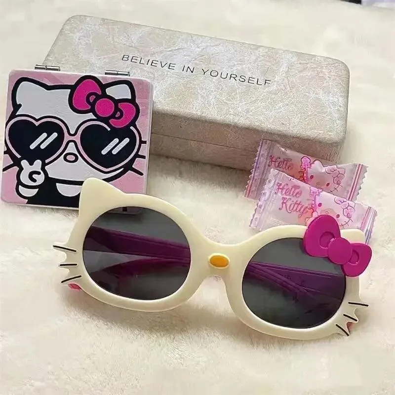 Hello Kitty Portable Sunglasses Cute Anime for kids - black and red