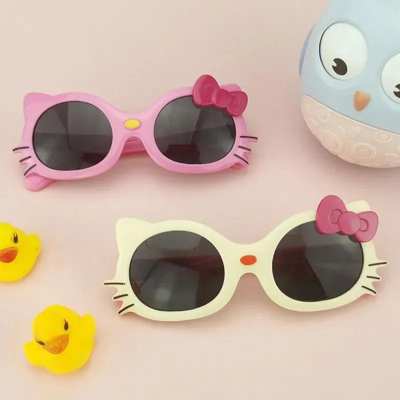 Hello Kitty Portable Sunglasses Cute Anime for kids - black and red