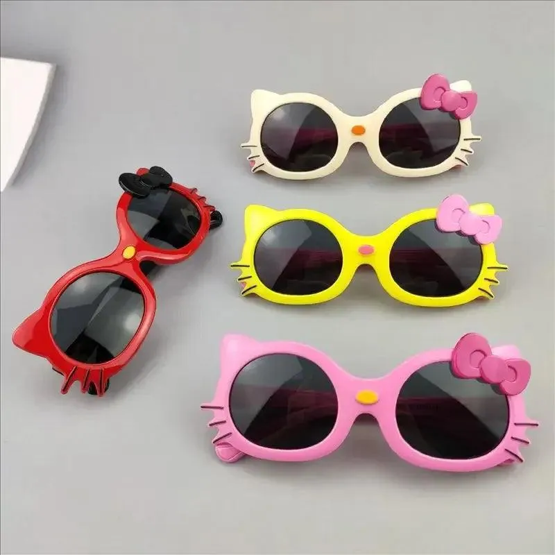 Hello Kitty Portable Sunglasses Cute Anime for kids - black and red