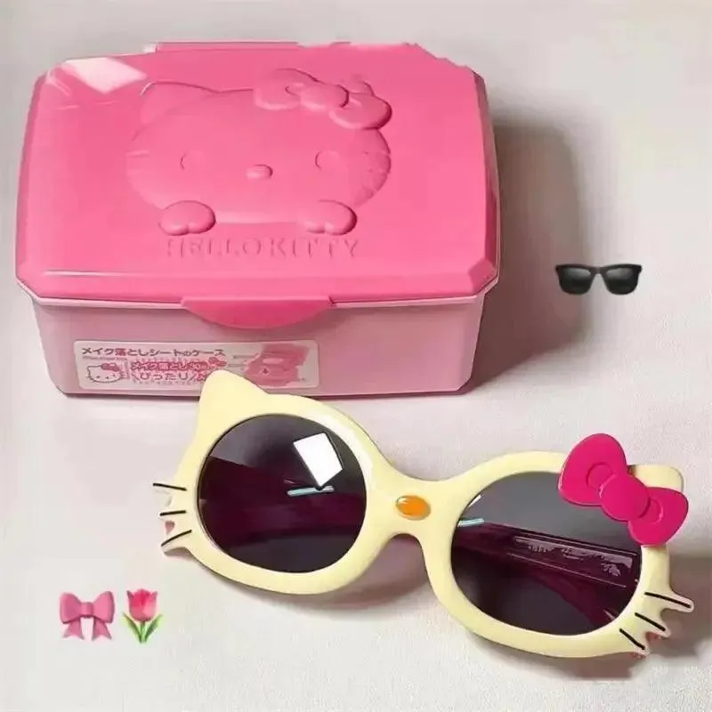 Hello Kitty Portable Sunglasses Cute Anime for kids - black and red