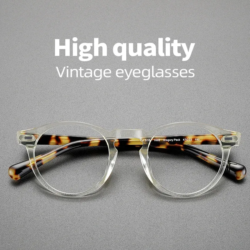 Hewei Unisex Full Rim Round Acetate Eyeglasses 0005