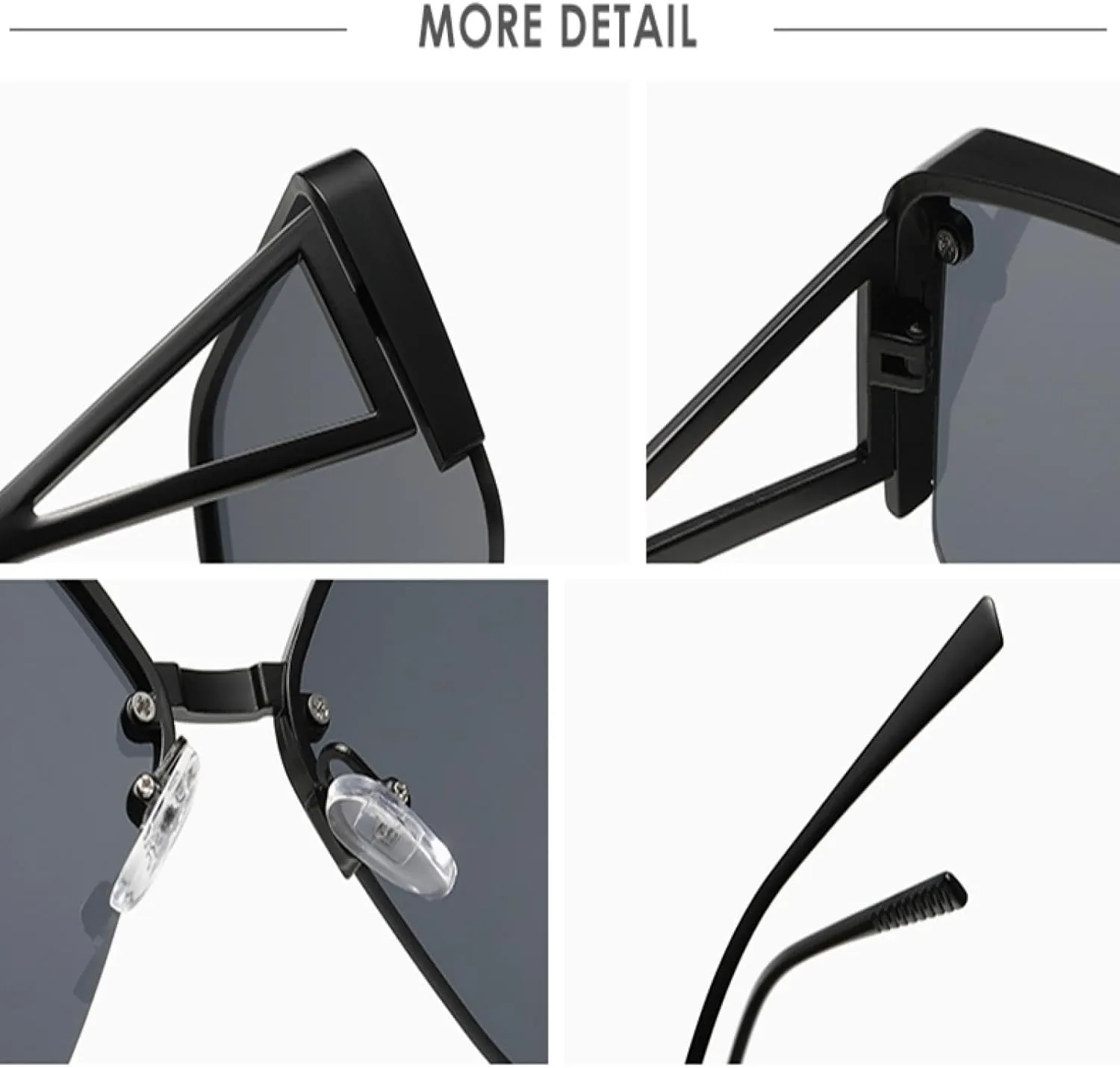 High End Half Frame Sunglasses for Women Fashion Trend Polygonal Large Frame Sunscreen