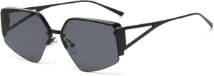 High End Half Frame Sunglasses for Women Fashion Trend Polygonal Large Frame Sunscreen