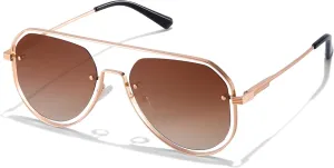 HIGLASS Trendy Polarized Sunglasses for Men Women, 2024 Oversized Double Bridge Shades Aviator Metal Frame UV400 Protection