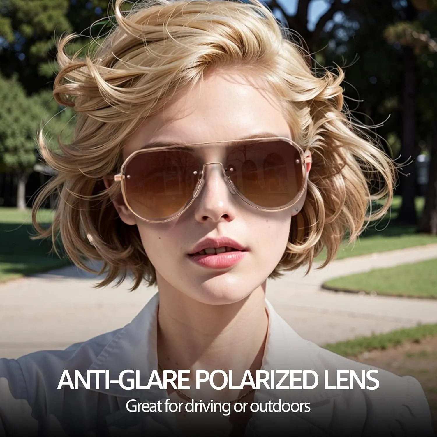 HIGLASS Trendy Polarized Sunglasses for Men Women, 2024 Oversized Double Bridge Shades Aviator Metal Frame UV400 Protection