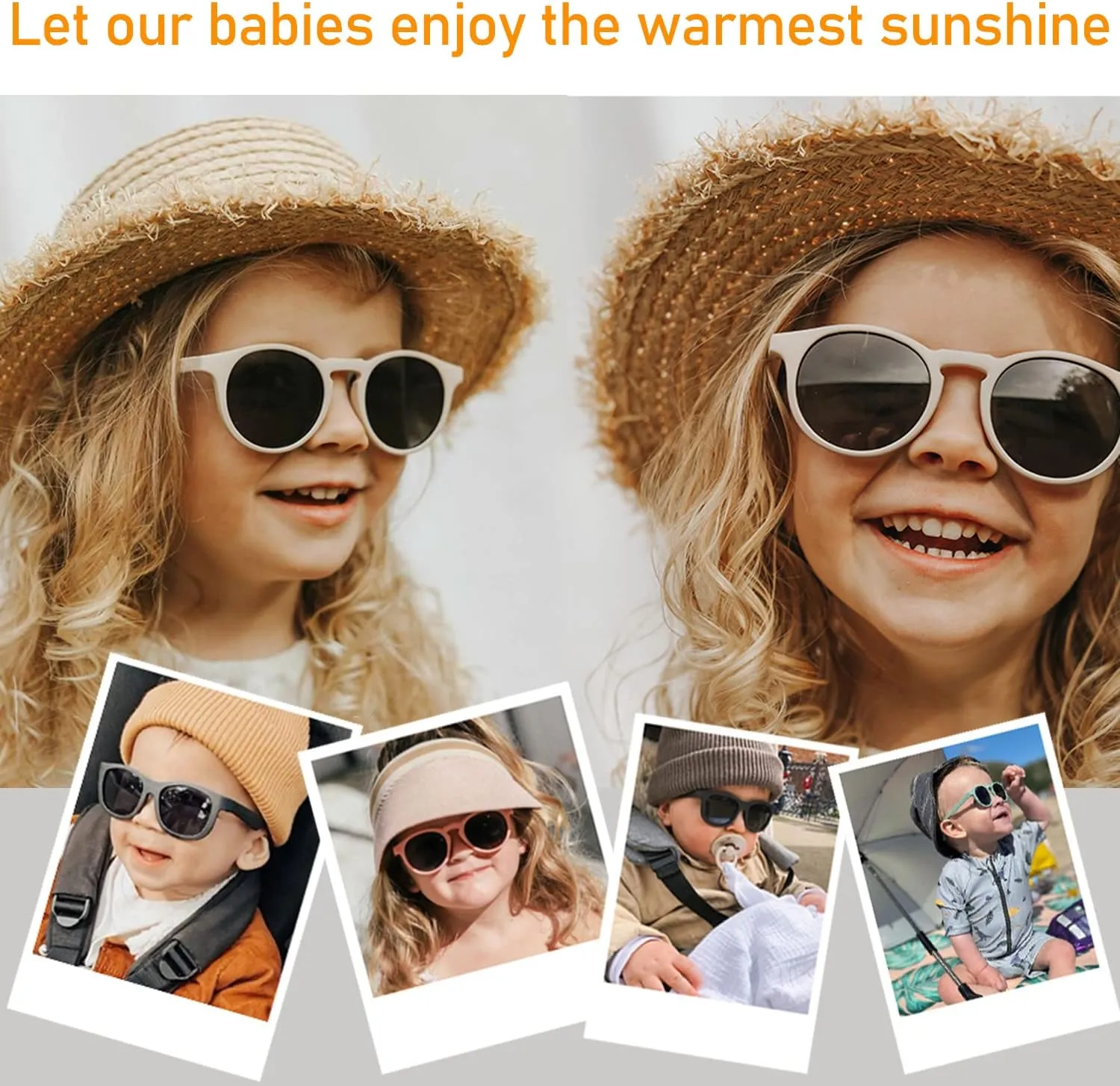 HJSTES Polarized Baby Sunglasses for Toddler Boys Girls, TPEE Flexible Frame with Strap, for Infant Age 0-3