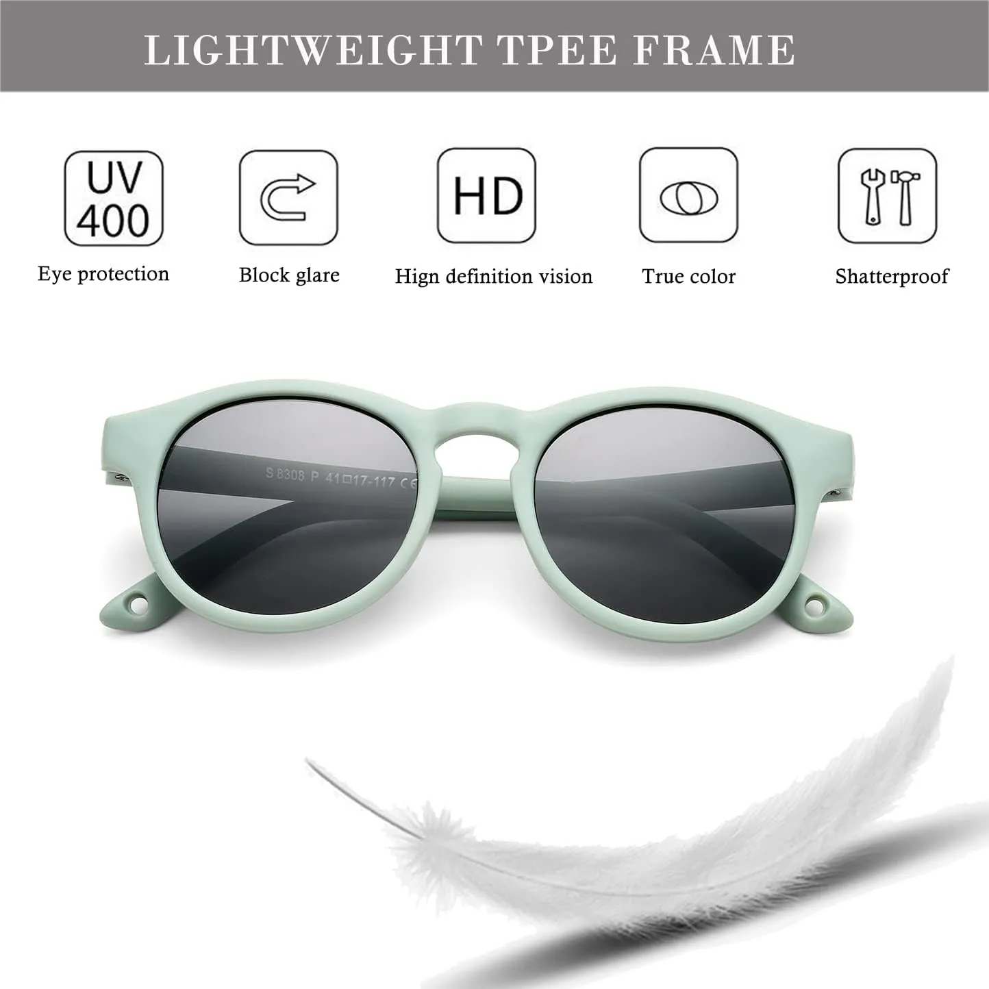 HJSTES Polarized Baby Sunglasses for Toddler Boys Girls, TPEE Flexible Frame with Strap, for Infant Age 0-3