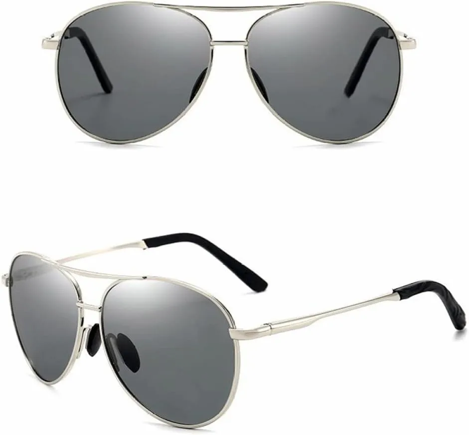 HMRGLMIE-Metail Frame Polarized Sunglasses Men Color Changing Sun Glasses Pilot Male Day Night Vision Driving