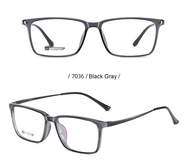 Hotochki Men's Full Rim Beta Titanium Frame Rectangular Eyeglasses 7036