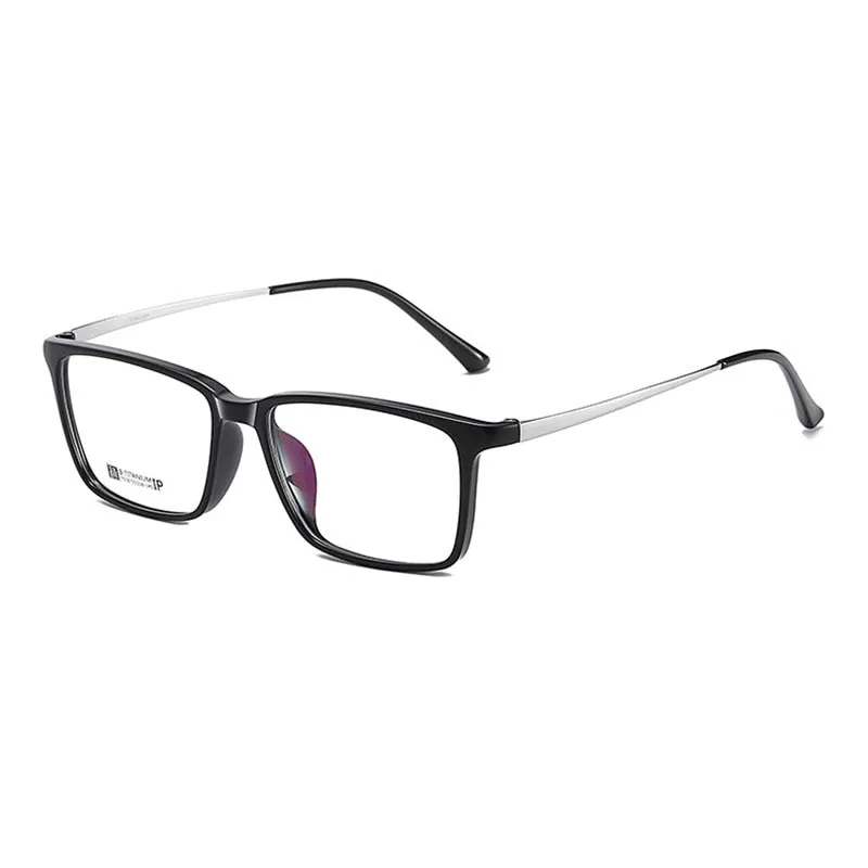 Hotochki Men's Full Rim Beta Titanium Frame Rectangular Eyeglasses 7036