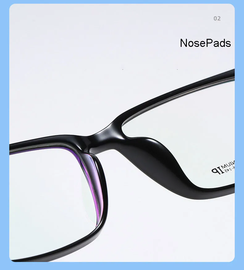 Hotochki Men's Full Rim Beta Titanium Frame Rectangular Eyeglasses 7036