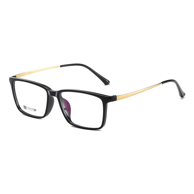 Hotochki Men's Full Rim Beta Titanium Frame Rectangular Eyeglasses 7036