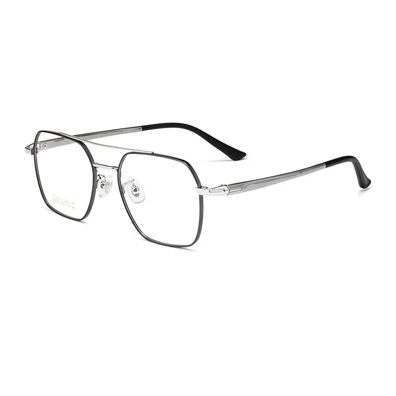 Hotochki Mens Full Rim Double Bridge Square Titanium Eyeglasses N80009n