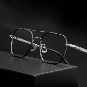 Hotochki Mens Full Rim Double Bridge Square Titanium Eyeglasses N80009n