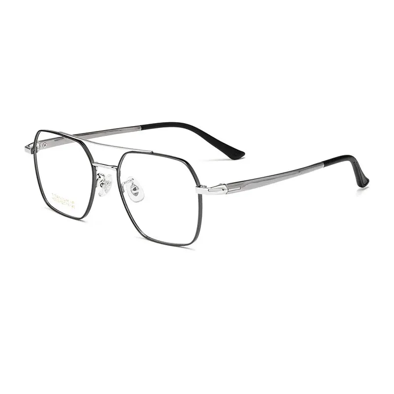 Hotochki Mens Full Rim Double Bridge Square Titanium Eyeglasses N80009n