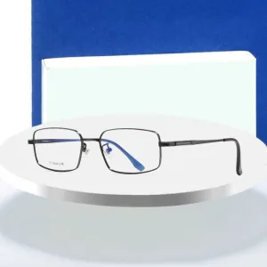 Hotochki Men's Full Rim Rectangle Titanium Ip Electroplated Frame Eyeglasses Pt2219