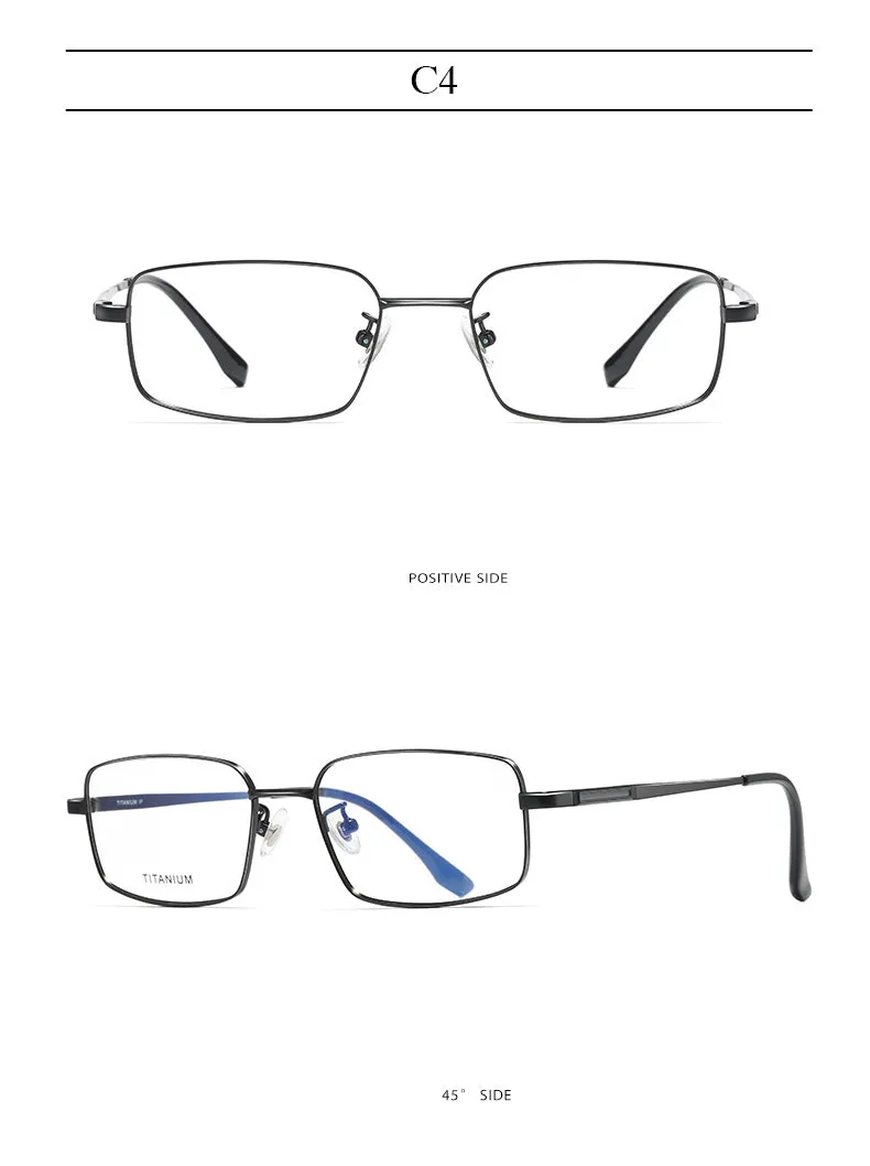 Hotochki Men's Full Rim Rectangle Titanium Ip Electroplated Frame Eyeglasses Pt2219