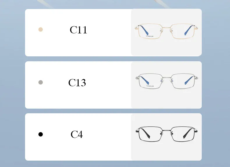 Hotochki Men's Full Rim Rectangle Titanium Ip Electroplated Frame Eyeglasses Pt2219