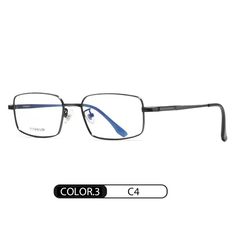 Hotochki Men's Full Rim Rectangle Titanium Ip Electroplated Frame Eyeglasses Pt2219
