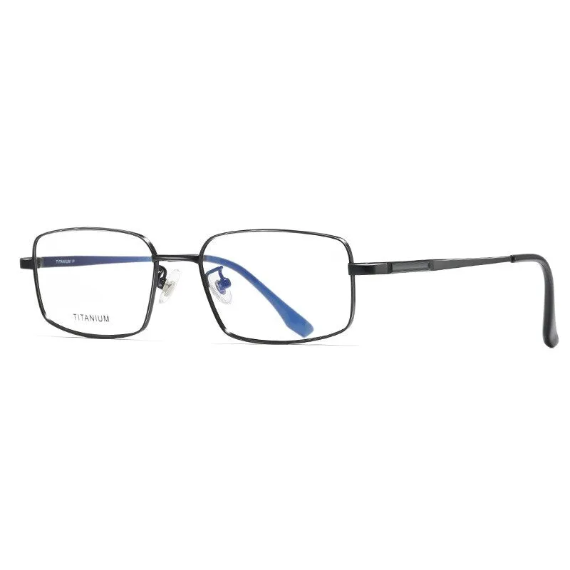 Hotochki Men's Full Rim Rectangle Titanium Ip Electroplated Frame Eyeglasses Pt2219