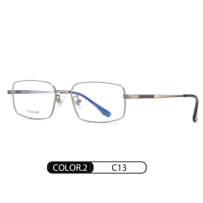 Hotochki Men's Full Rim Rectangle Titanium Ip Electroplated Frame Eyeglasses Pt2219