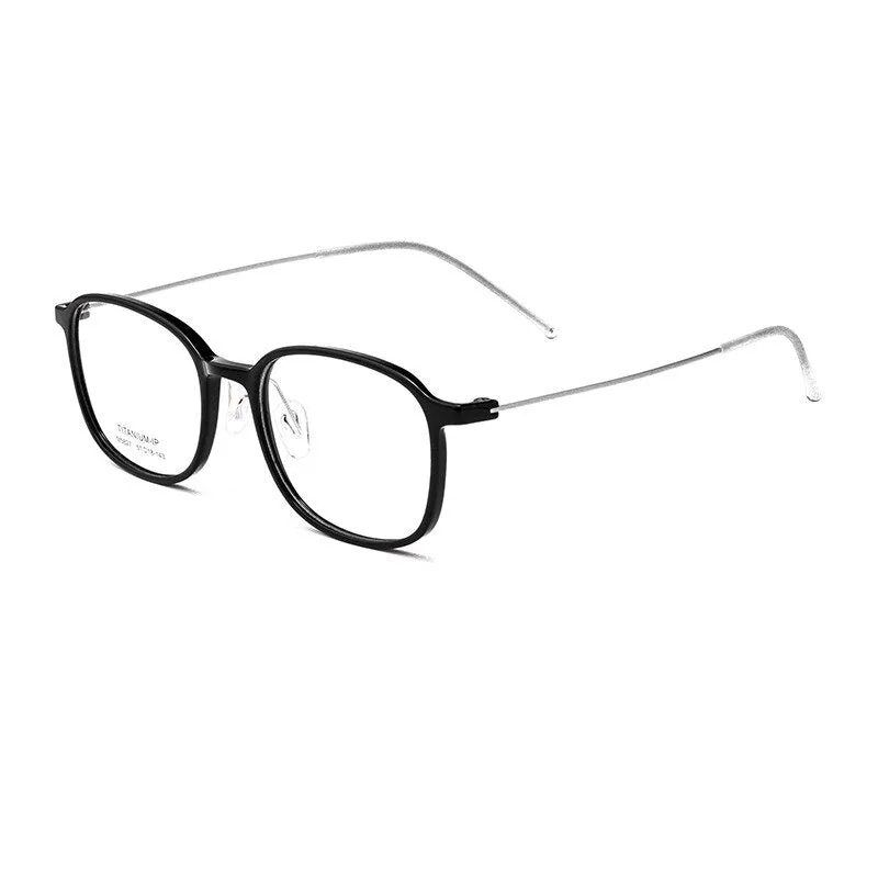 Hotochki Men's Full Rim Rectangle Titanium Ip Electroplated Frame Eyeglasses Pt2219