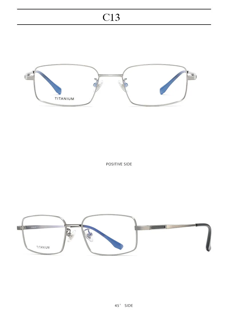 Hotochki Men's Full Rim Rectangle Titanium Ip Electroplated Frame Eyeglasses Pt2219