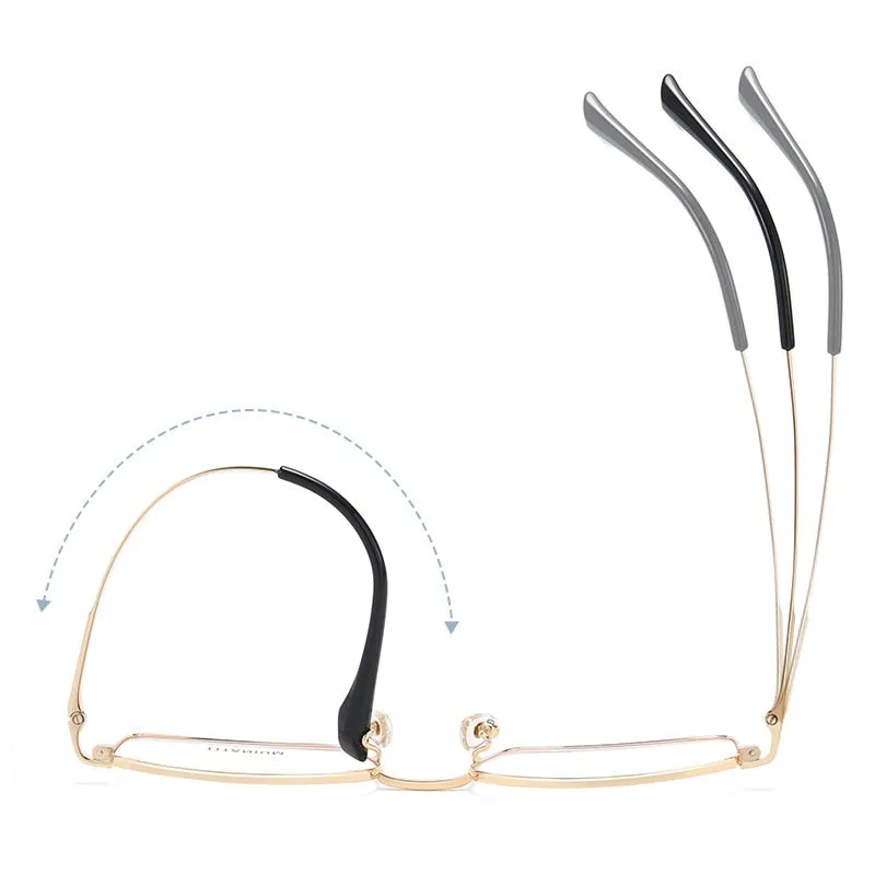 Hotochki Men's Full Rim Rectangle Titanium Ip Electroplated Frame Eyeglasses Pt2219