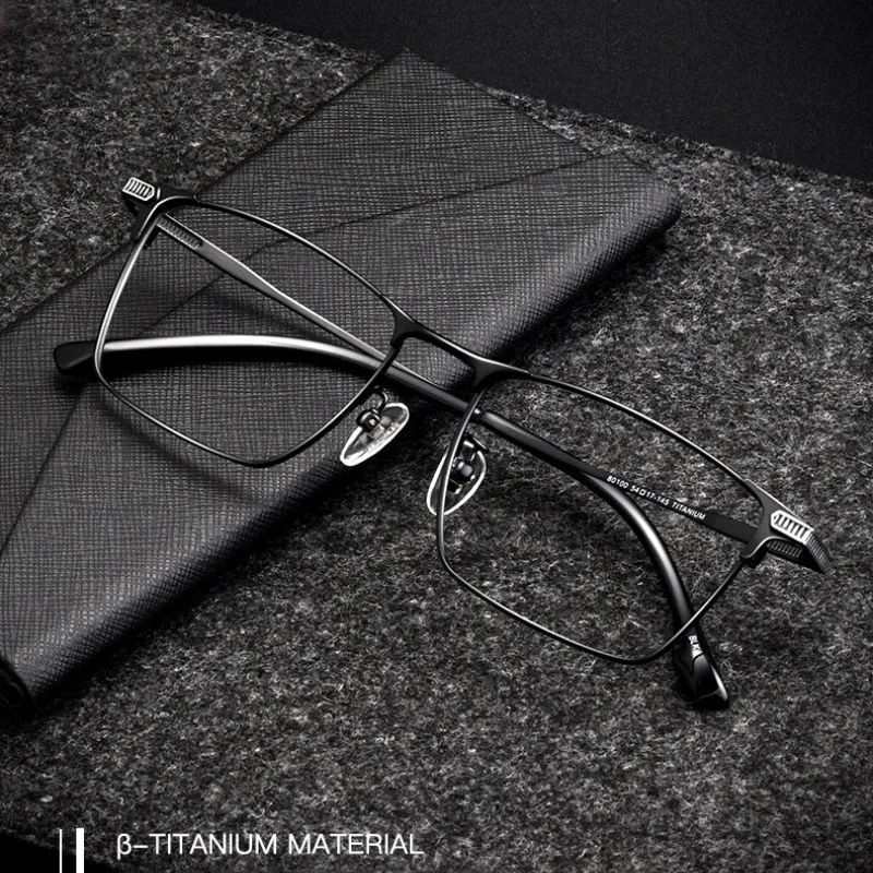 Hotochki Men's Full Rim Square Titanium Eyeglasses 80100T