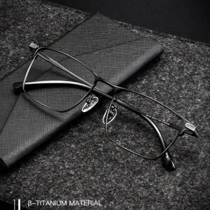 Hotochki Men's Full Rim Square Titanium Eyeglasses 80100T