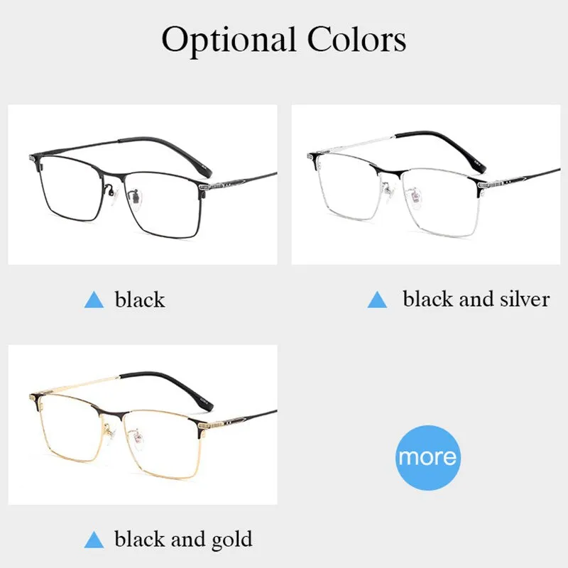 Hotochki Men's Full Rim Square Titanium Eyeglasses 80100T