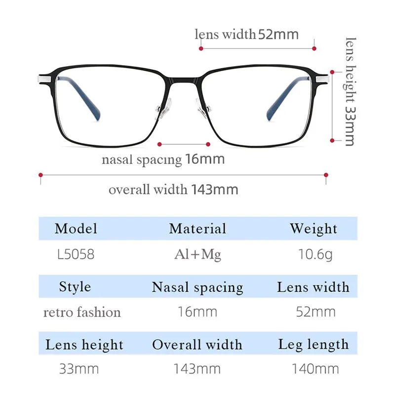 Hotochki Men's Full Rim Square Titanium Eyeglasses L5058