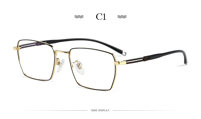 Hotochki Men's Full Rim Square Titanium Frame Eyeglasses T8603t
